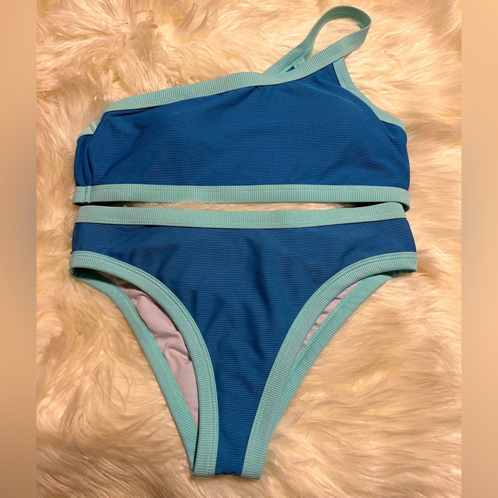 Dark & Light Blue Asymmetrical Bikini